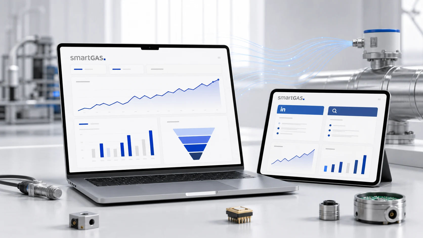 smartGAS 5 smartGAS LinkedIn und Google Ads Performance Marketing Mockup