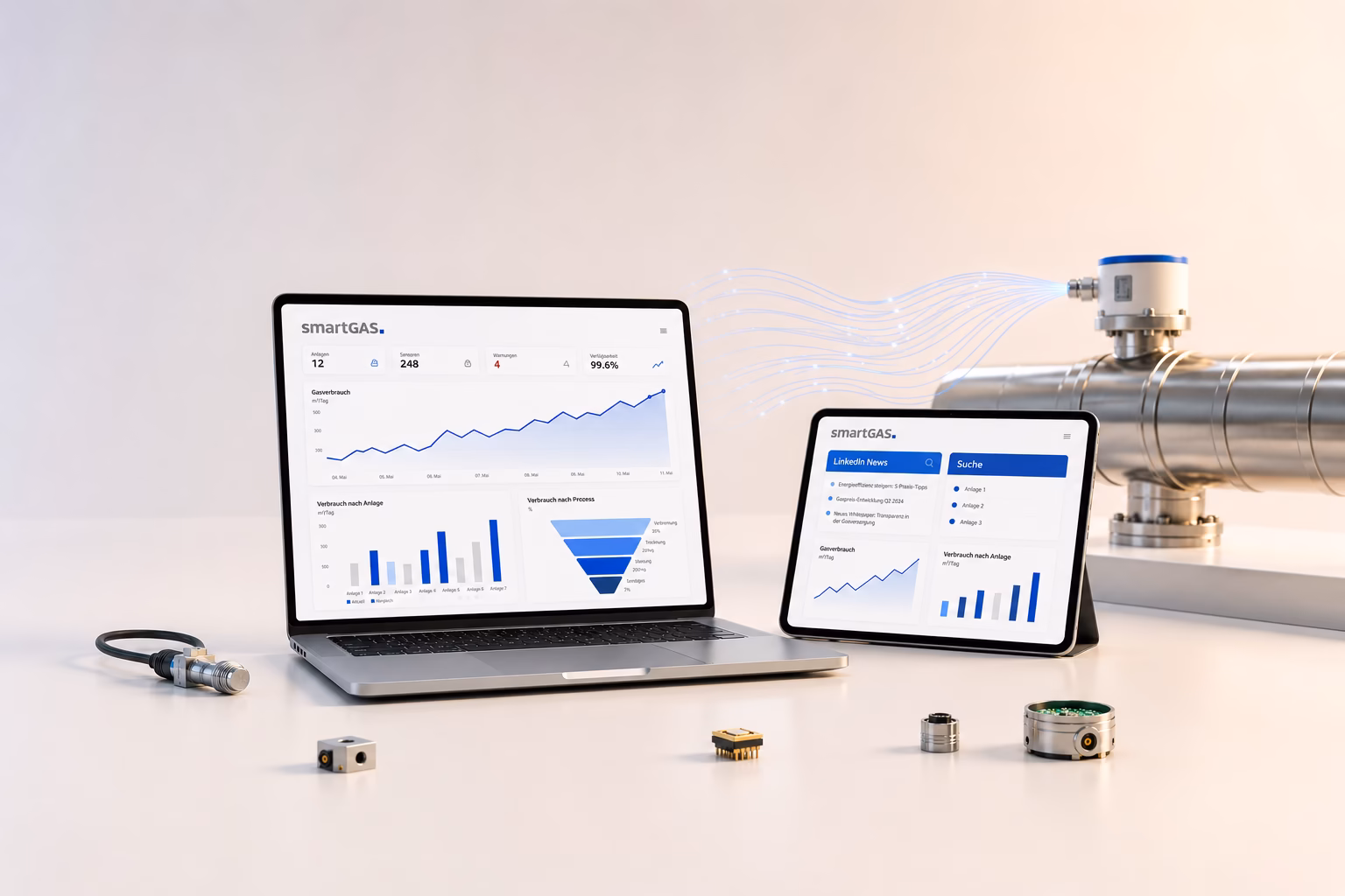 smartGAS LinkedIn und Google Ads Performance Marketing Mockup mit Logo